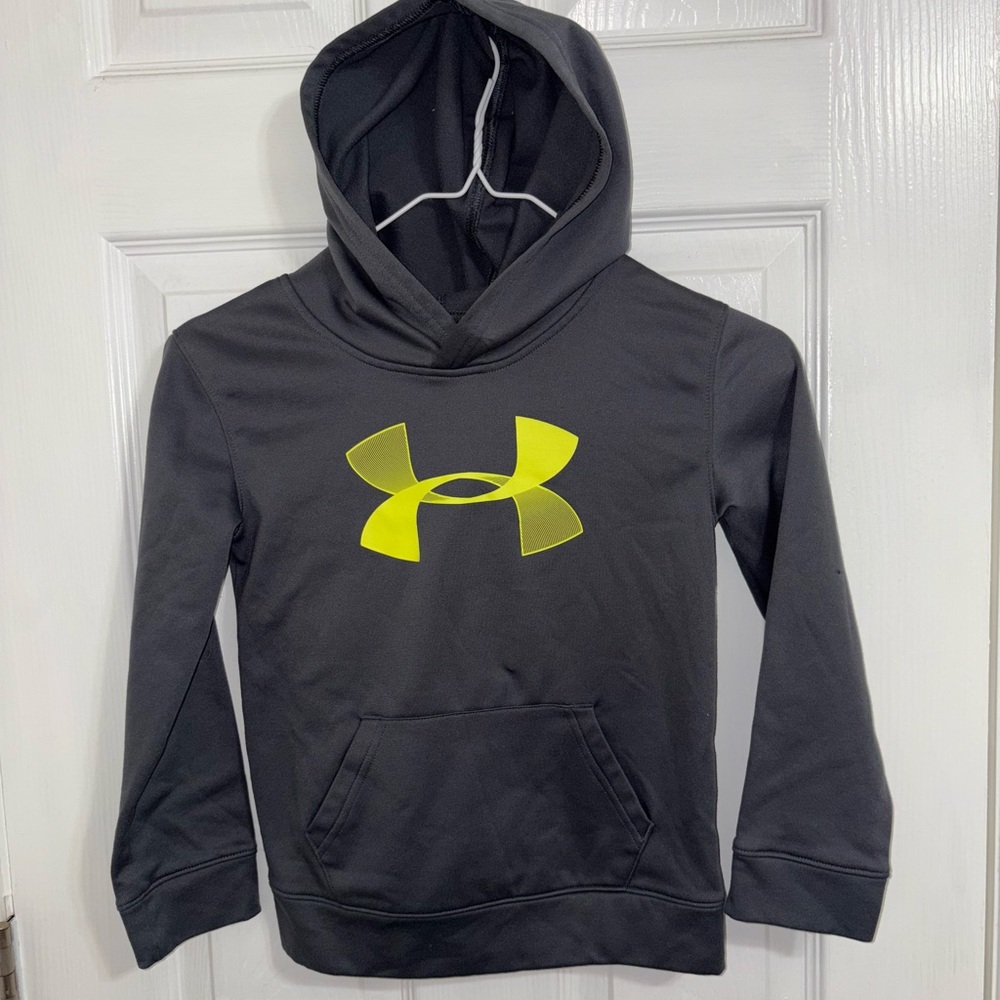 Under Armour Kids Hoodie - Charcoal with Neon Yellow Logo - Picture 1 of 1